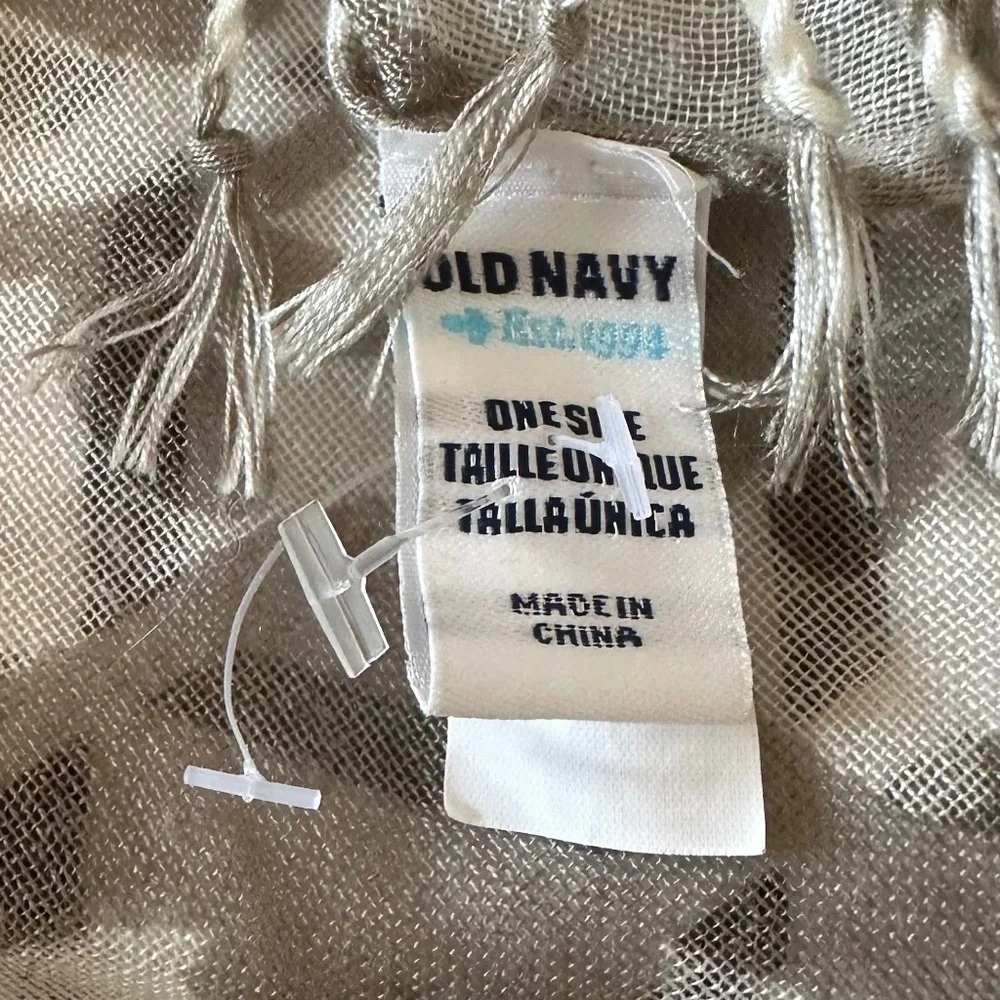 *OLD NAVY* Tan x White Floral Fashion Tassel Scarf